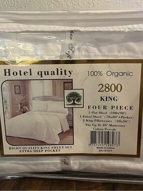 Hotel Quality 2800 King Four-Piece Sheet Set - White